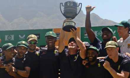 Dean Elgar reacts to South Africa’s series win against India
